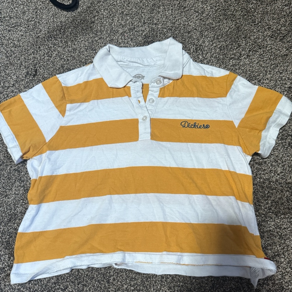 Dickies Yellow and White Striped Polo Shirt
